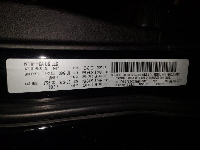 2017 DODGE DURANGO SX 1C4RDJAG8HC799260