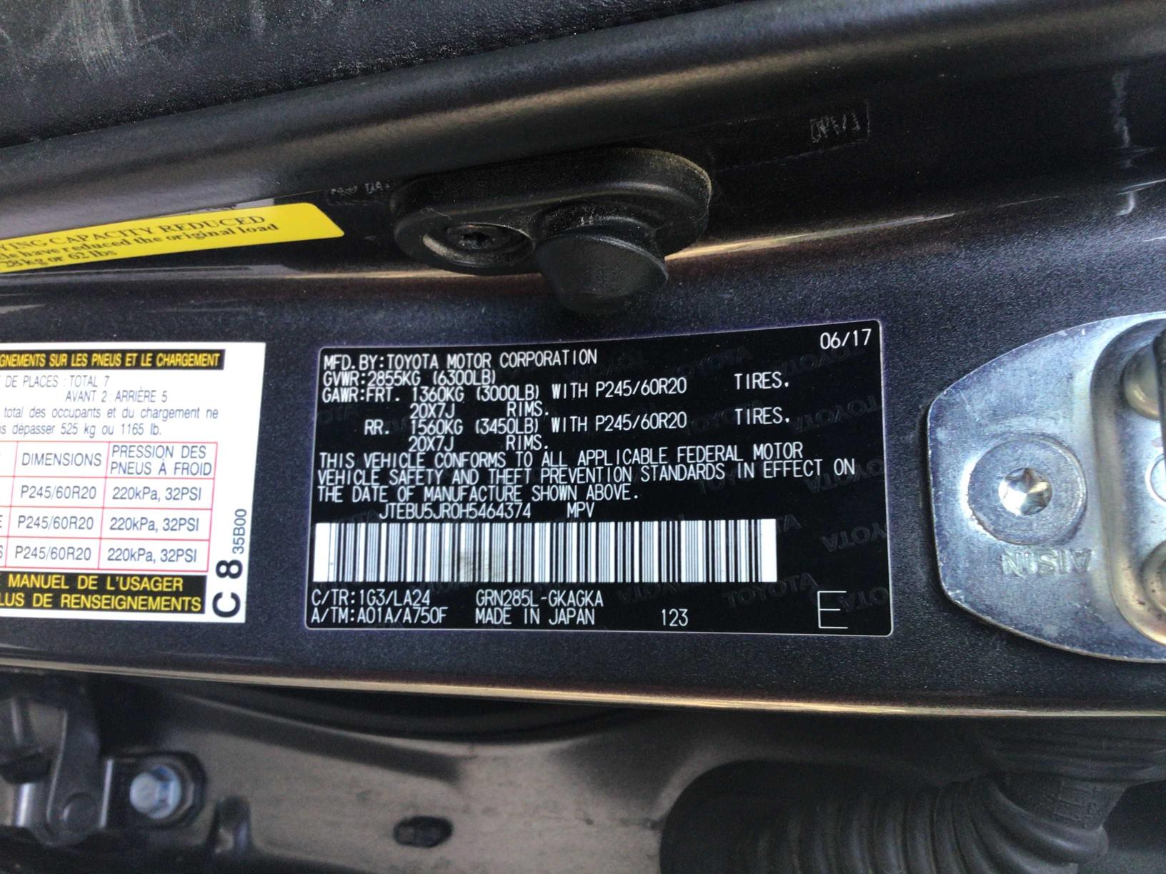 2017 TOYOTA 4RUNNER SR JTEBU5JR0H5464374