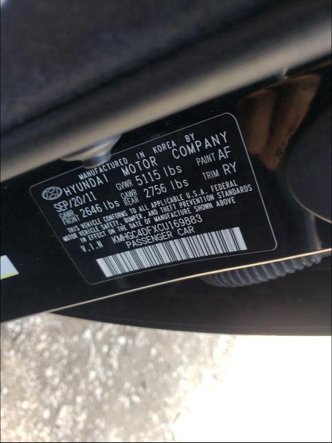 2012 HYUNDAI GENESIS 4. KMHGC4DFXCU169883