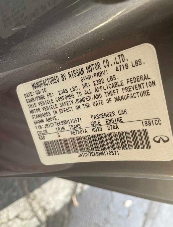 2017 INFINITI Q60 BASE JN1CV7EK9HM110571