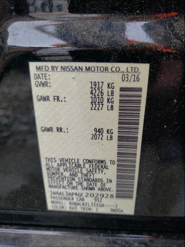 2016 NISSAN ALTIMA 2.5 1N4AL3AP4GC202928