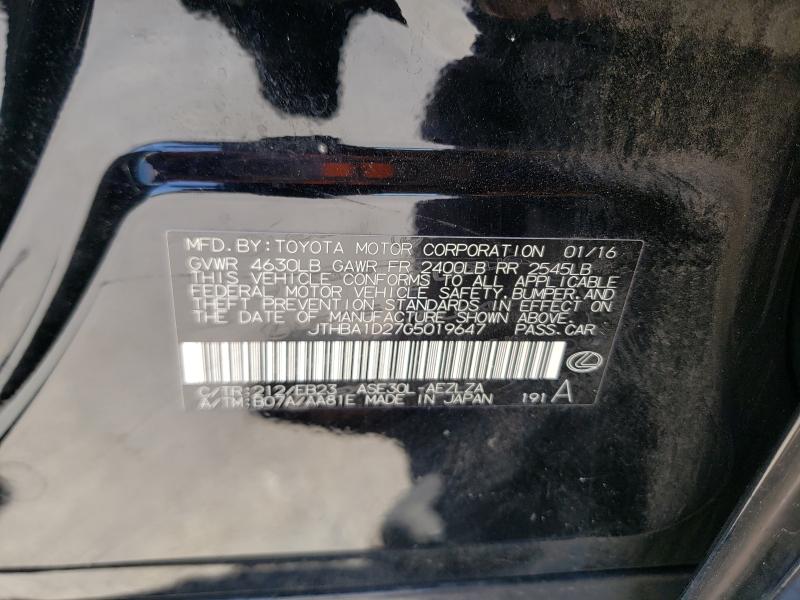 2016 LEXUS IS 200T JTHBA1D27G5019647