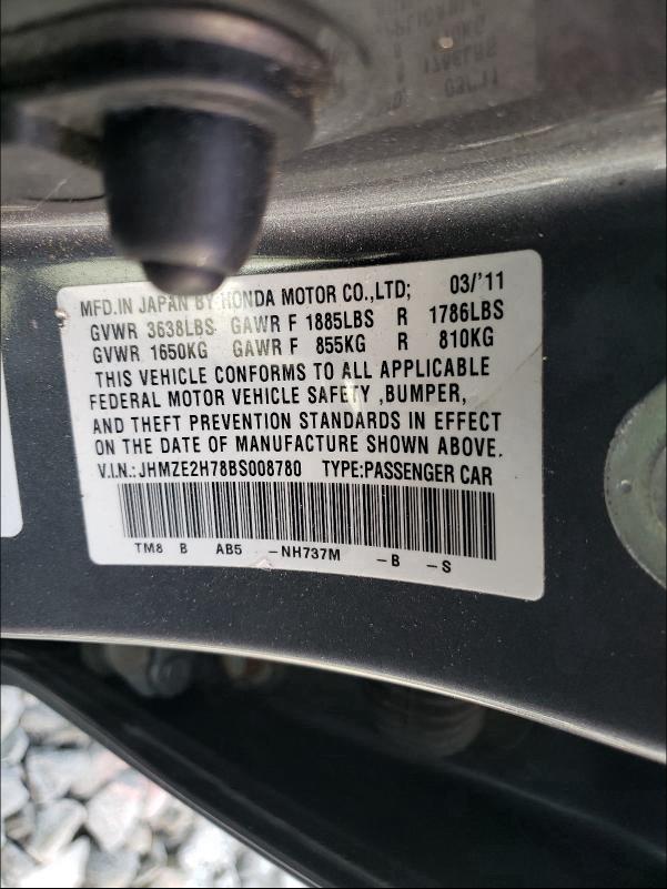 2011 HONDA INSIGHT EX JHMZE2H78BS008780