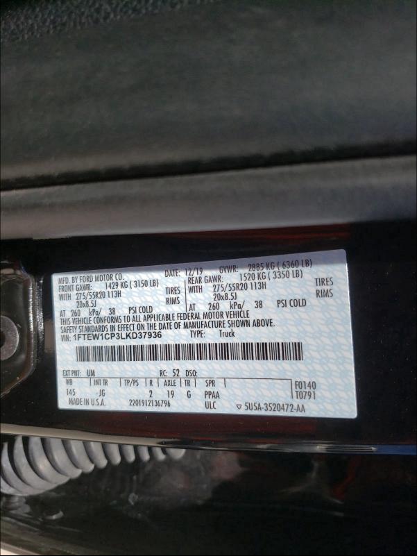2020 FORD F150 SUPER 1FTEW1CP3LKD37936