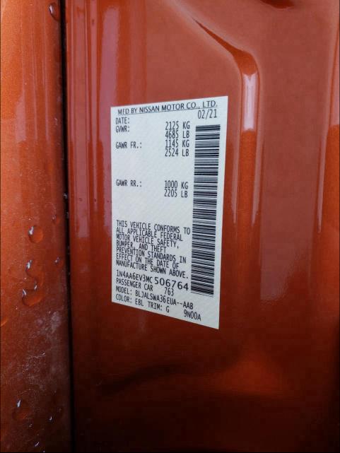 2021 NISSAN MAXIMA SR 1N4AA6EV3MC506764