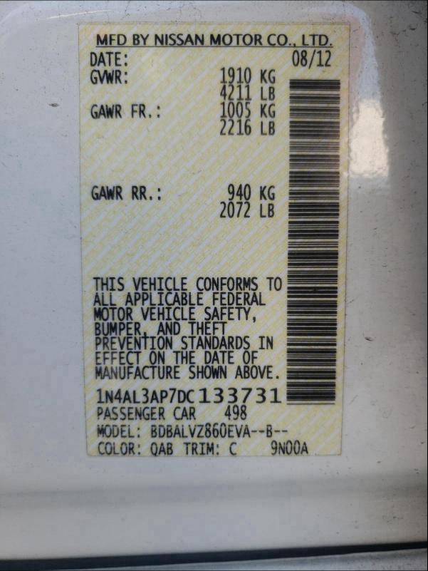 2013 NISSAN ALTIMA 2.5 1N4AL3AP7DC133731