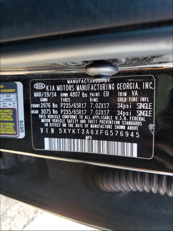 2015 KIA SORENTO LX 5XYKT3A6XFG576945