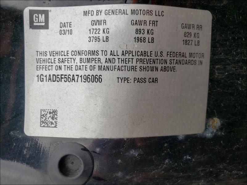 2010 CHEVROLET COBALT 1LT 1G1AD5F56A7196066