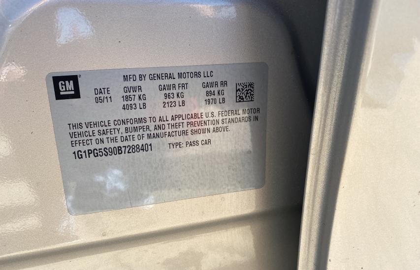 2011 CHEVROLET CRUZE LT 1G1PG5S90B7288401