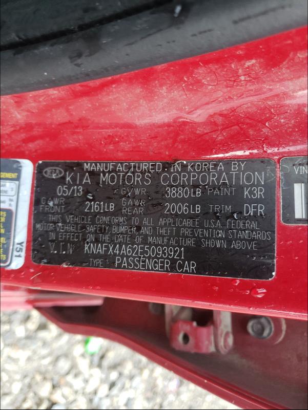 KNAFX4A62E5093921 KIA FORTE LX