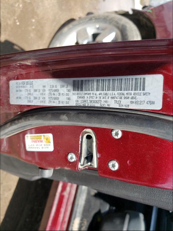 2019 RAM 1500 CLASS 1C6RR7LT8KS636272