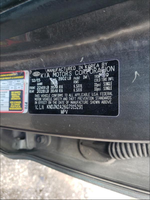 2016 KIA SOUL KNDJN2A26G7315291