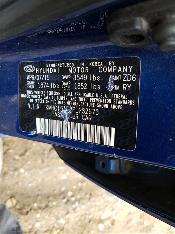 2015 HYUNDAI ACCENT GS KMHCT5AE2FU232673