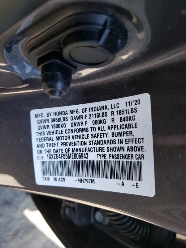 2021 HONDA INSIGHT EX 19XZE4F55ME006943