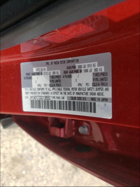 2016 MAZDA CX-3 TOURI JM1DKFC72G0136650