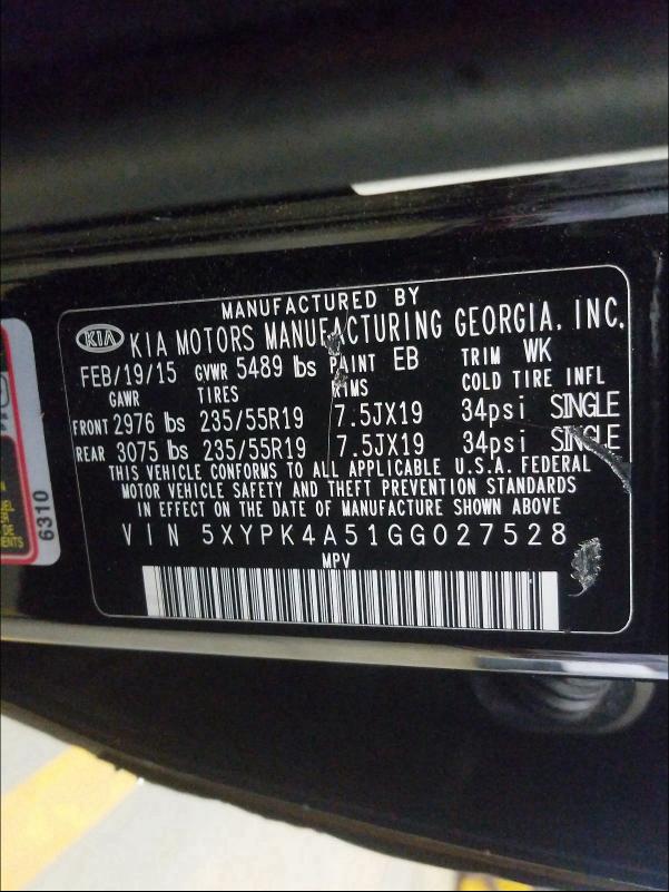 2016 KIA SORENTO SX 5XYPK4A51GG027528