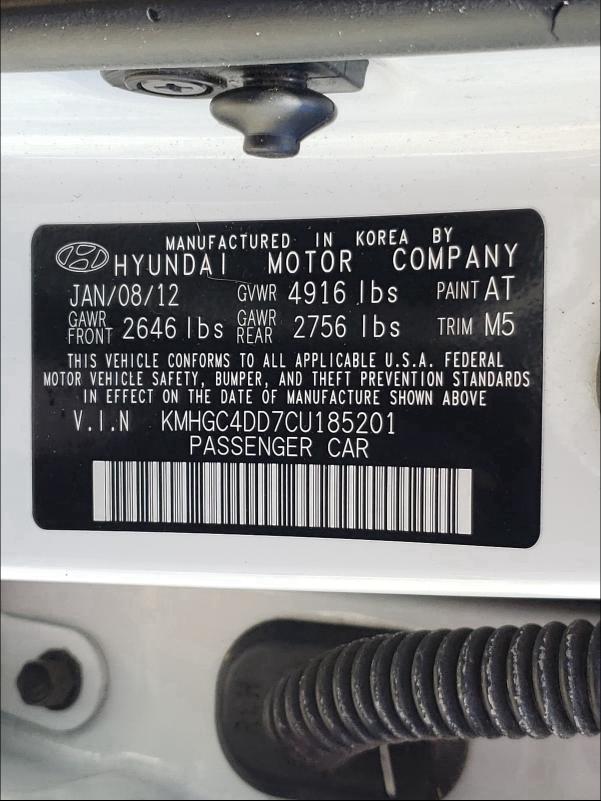 2012 HYUNDAI GENESIS 3. KMHGC4DD7CU185201