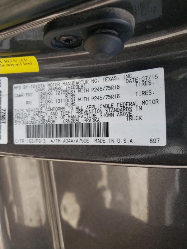 2015 TOYOTA TACOMA DOU 5TFJU4GN6FX088506