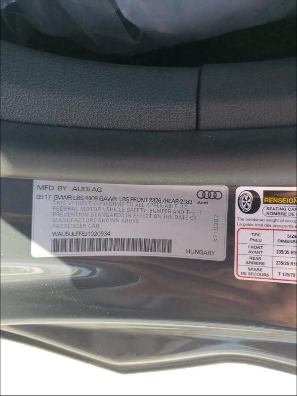 2018 AUDI A3 PREMIUM WAU5ULFF8J1020934