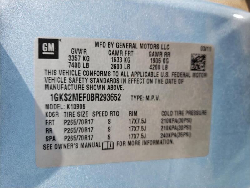 2011 GMC YUKON XL D 1GKS2MEF0BR293652