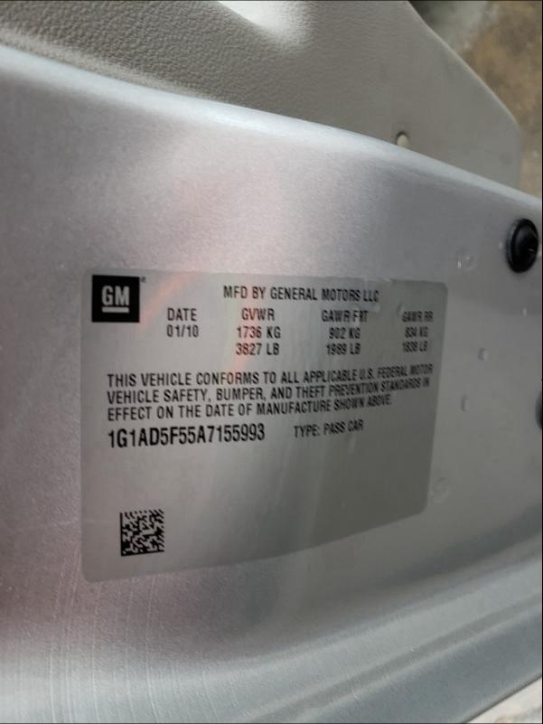 2010 CHEVROLET COBALT 1LT 1G1AD5F55A7155993
