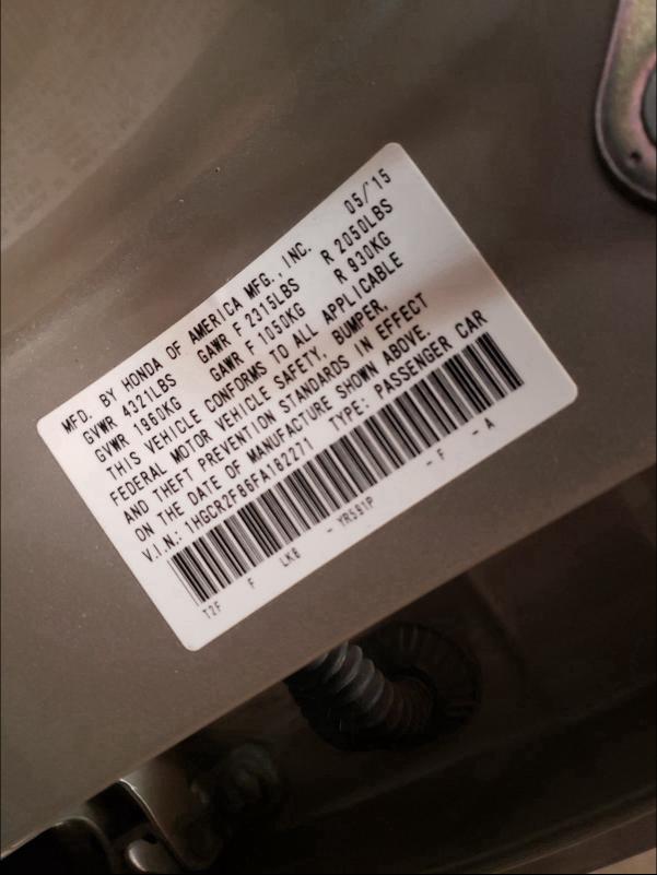 2015 HONDA ACCORD EXL 1HGCR2F86FA182271