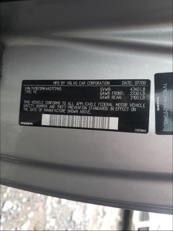 2010 VOLVO C30 T5 YV1672MK4A2173145