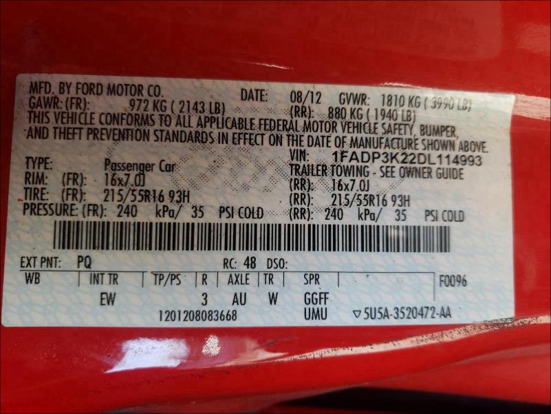 2013 FORD FOCUS SE 1FADP3K22DL114993