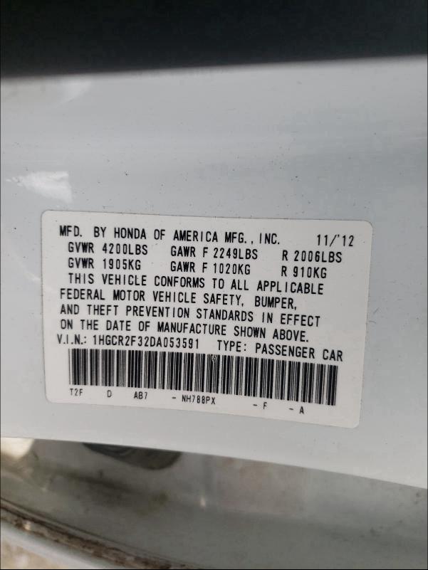 2013 HONDA ACCORD LX 1HGCR2F32DA053591