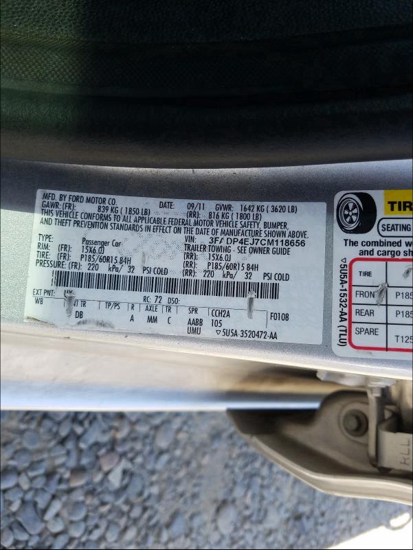 2012 FORD FIESTA SE 3FADP4EJ7CM118656