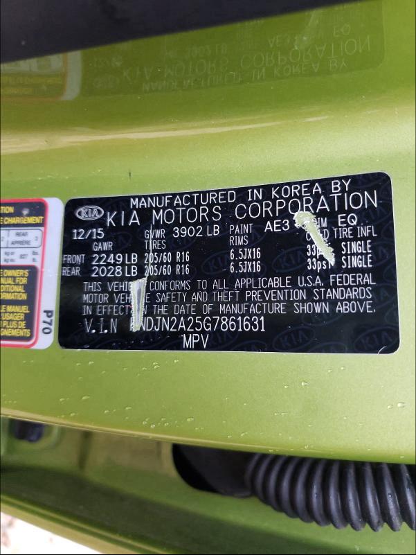 2016 KIA SOUL KNDJN2A25G7861631
