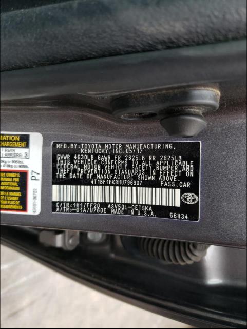 2017 TOYOTA CAMRY LE 4T1BF1FK8HU796907