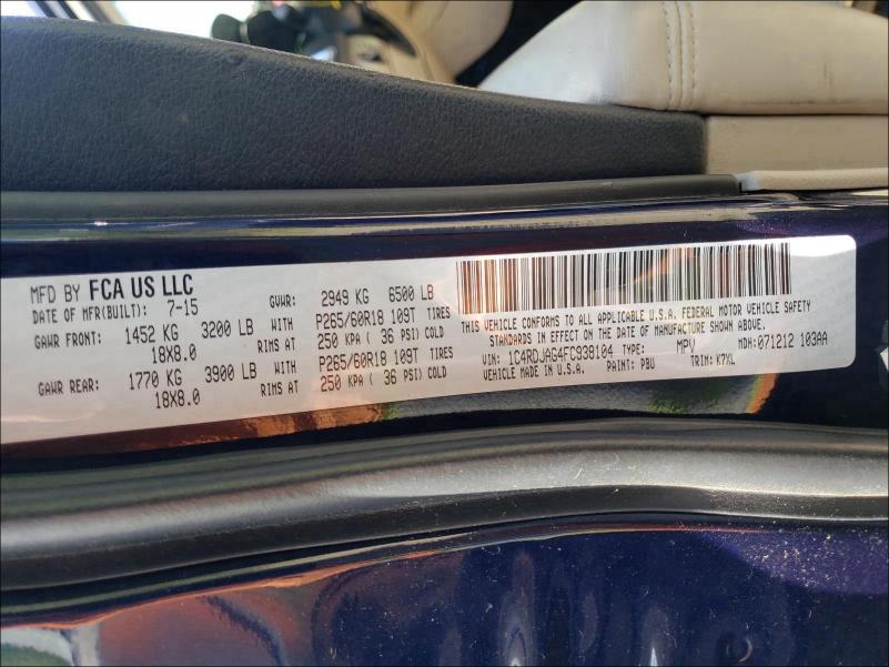 2015 DODGE DURANGO SX 1C4RDJAG4FC938104