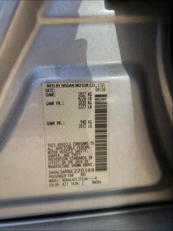 2016 NISSAN ALTIMA 2.5 1N4AL3AP0GC220388
