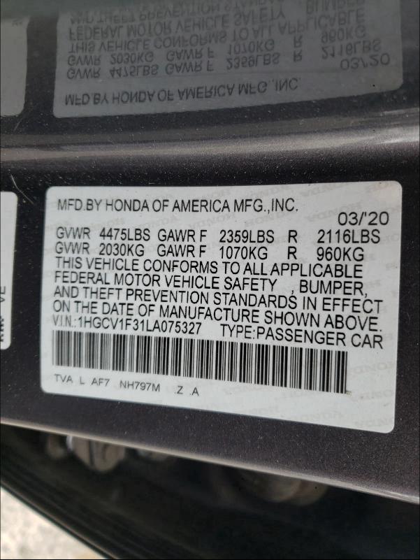 2020 HONDA ACCORD SPO 1HGCV1F31LA075327