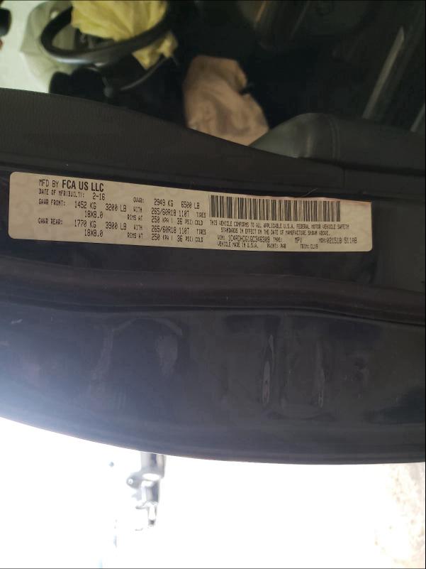 2016 DODGE DURANGO LI 1C4RDHDG1GC346309