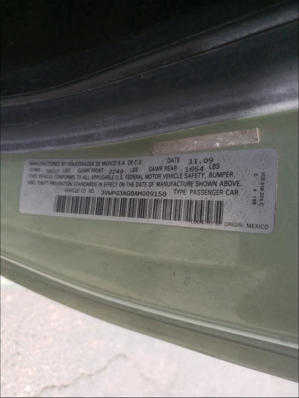 2010 VOLKSWAGEN NEW BEETLE 3VWPG3AG8AM009158