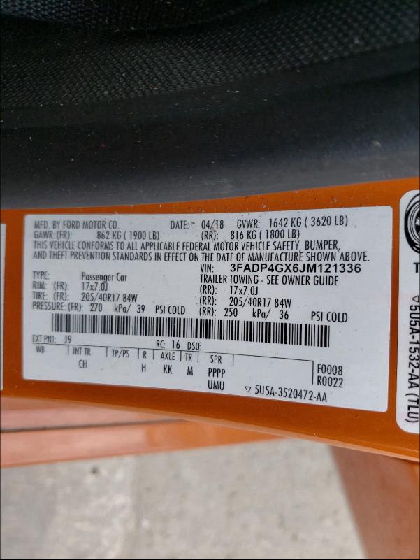2018 FORD FIESTA ST 3FADP4GX6JM121336