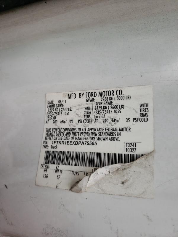 2011 FORD RANGER SUP 1FTKR1EEXBPA75565