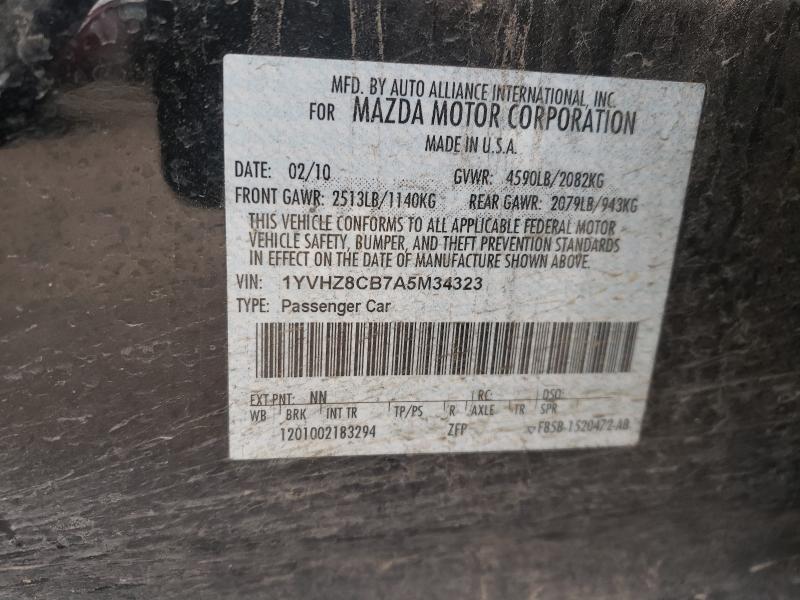 2010 MAZDA 6 S 1YVHZ8CB7A5M34323