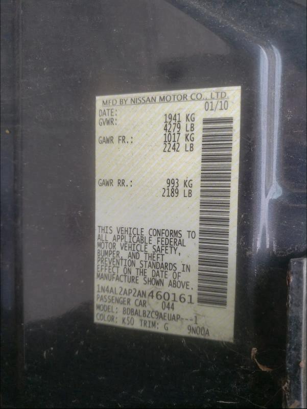 2010 NISSAN ALTIMA BAS 1N4AL2AP2AN460161
