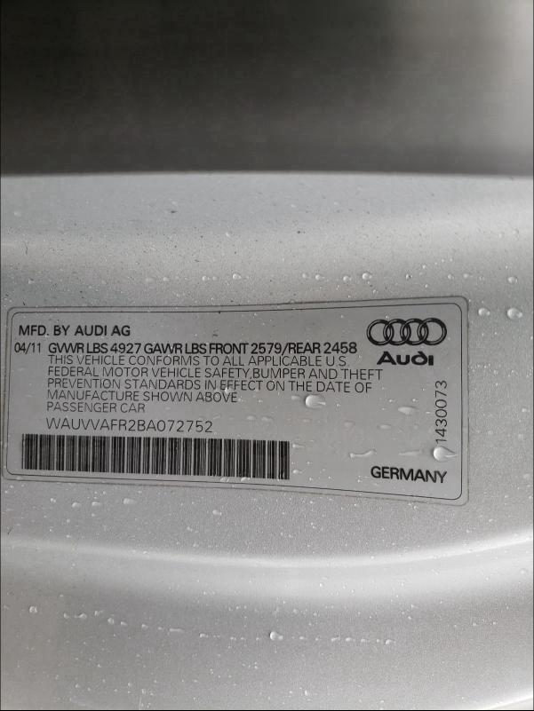 2011 AUDI S5 PRESTIG WAUVVAFR2BA072752