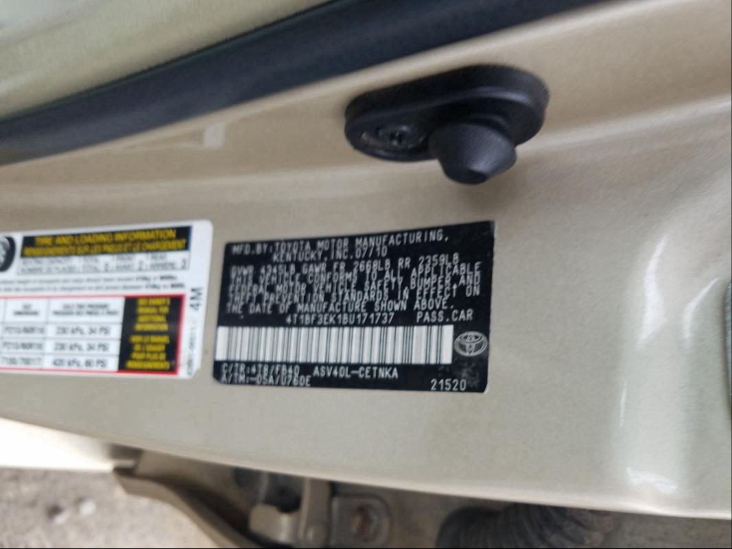 2011 TOYOTA CAMRY BASE 4T1BF3EK1BU171737