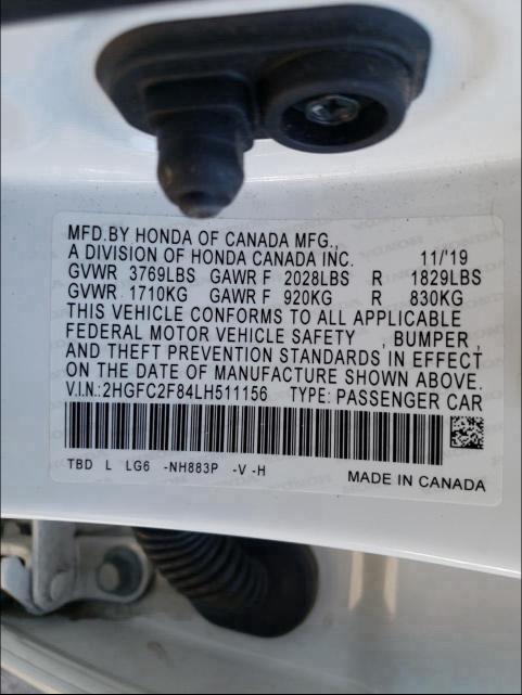 2020 HONDA CIVIC SPOR 2HGFC2F84LH511156