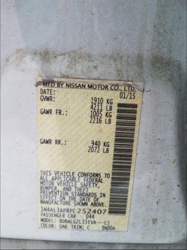 2015 NISSAN ALTIMA 2.5 1N4AL3AP8FC252407