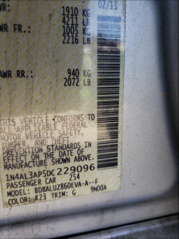 2013 NISSAN ALTIMA 2.5 1N4AL3AP5DC229096