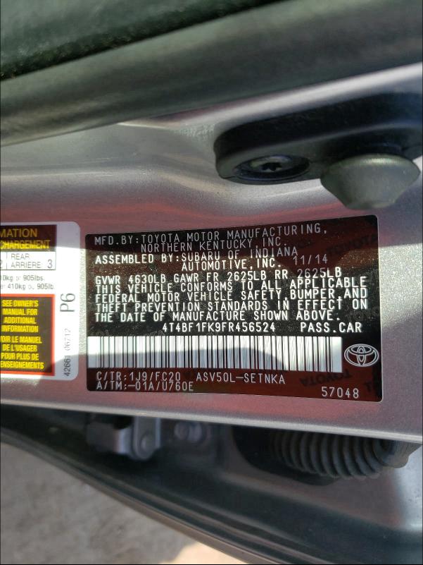 2015 TOYOTA CAMRY LE 4T4BF1FK9FR456524