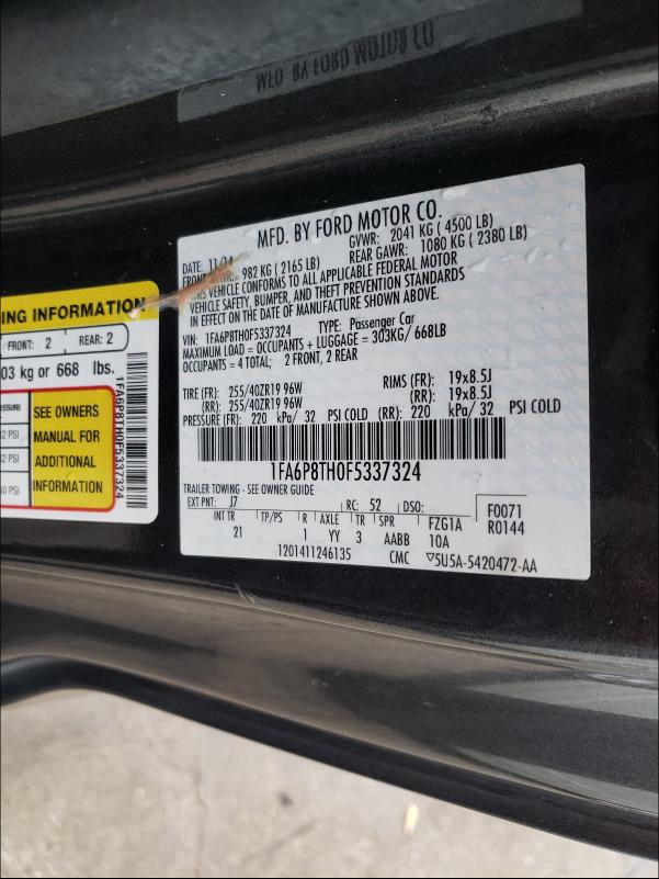2015 FORD MUSTANG 1FA6P8TH0F5337324