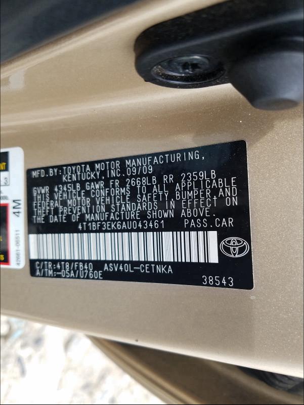 2010 TOYOTA CAMRY BASE 4T1BF3EK6AU043461