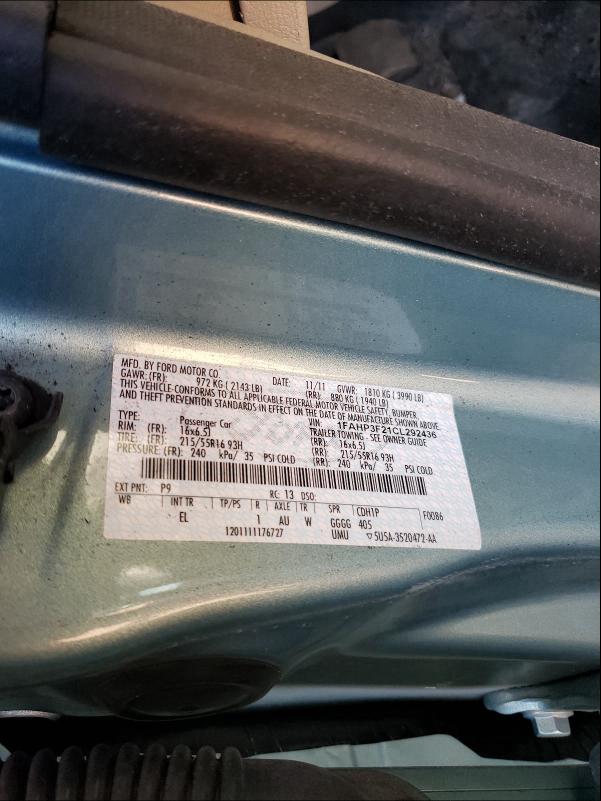 2012 FORD FOCUS 1FAHP3F21CL292436